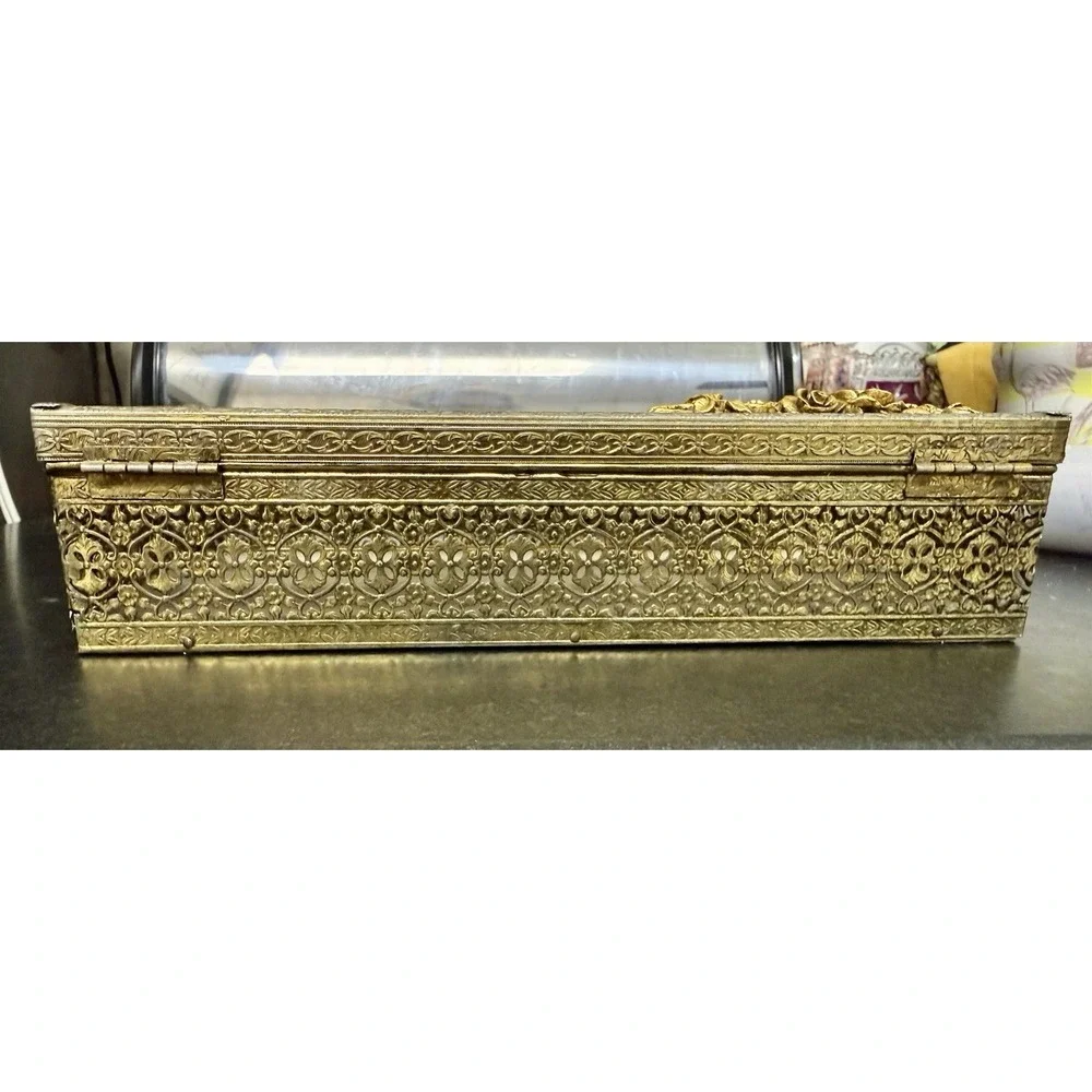 Vintage ORMOLU Gold Plated ROSES Tissue Holder